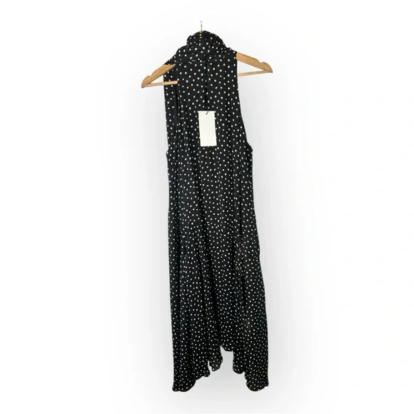 Zara ZW Collection Size Large Halter Polka Dot Sleeveless Midi Dress w/Scarf NEW - Picture 5 of 15